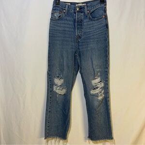 Levi’s Rib Cage Straight Ankle size 24 Distressed Blue Jeans high rise